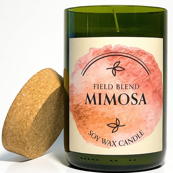 Recycled Wine Bottle Soy Wax Candle (Mimosa) - Picture 3 of 7
